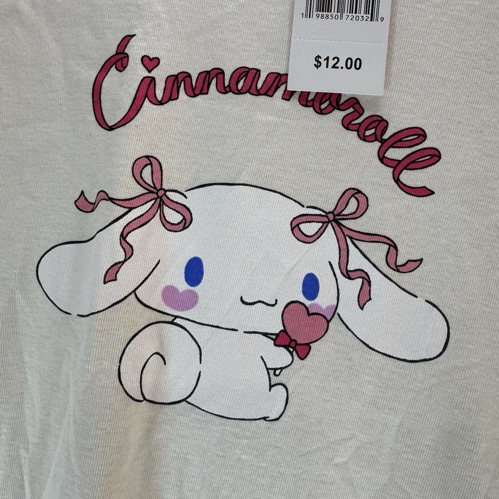 NWT Sanrio Cinnamoroll Loungewear Set 2XL Cream Blue Ringer Tee & Shorts - Picture 4 of 9